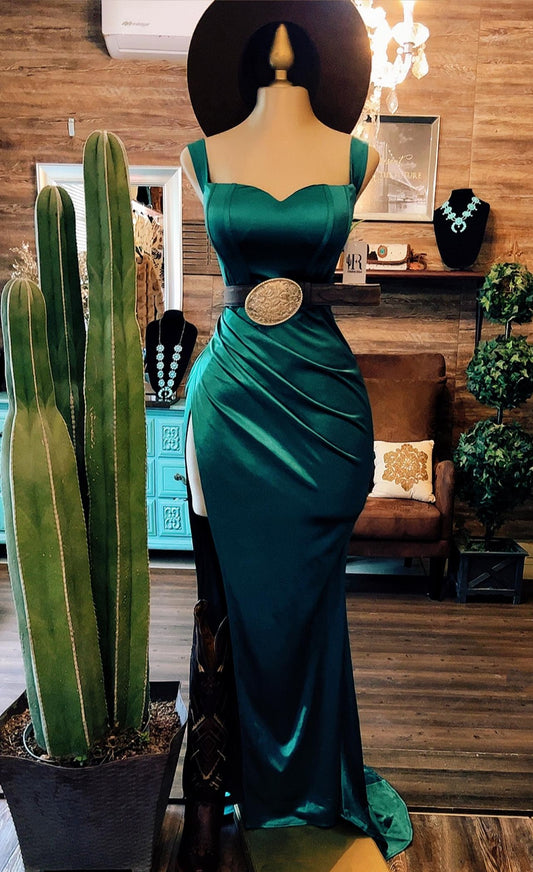 Elegant Green Bodycon Slit Dress