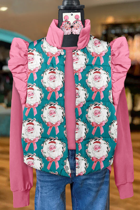 Sweet Christmas Santa Claus Print Flying Sleeve Vest