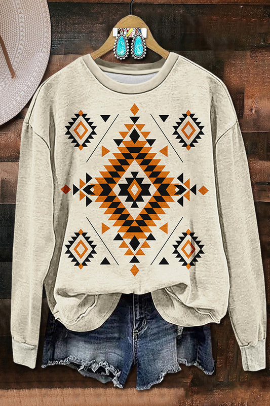 Aztec Printed Simple Sweatshirt