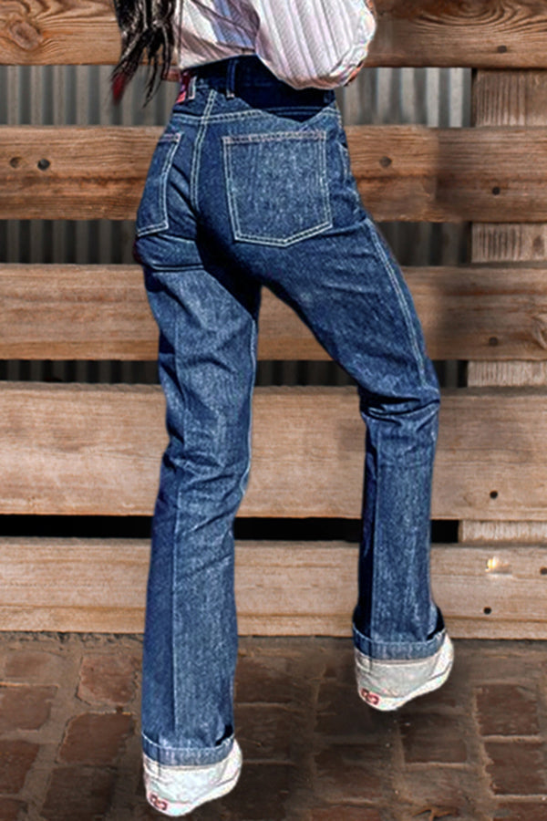 Vintage Wash Rolled Jeans