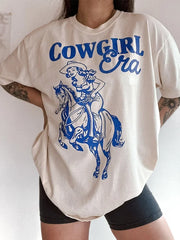 Women's Vintage Cowgirl Era Print T-Shirt
