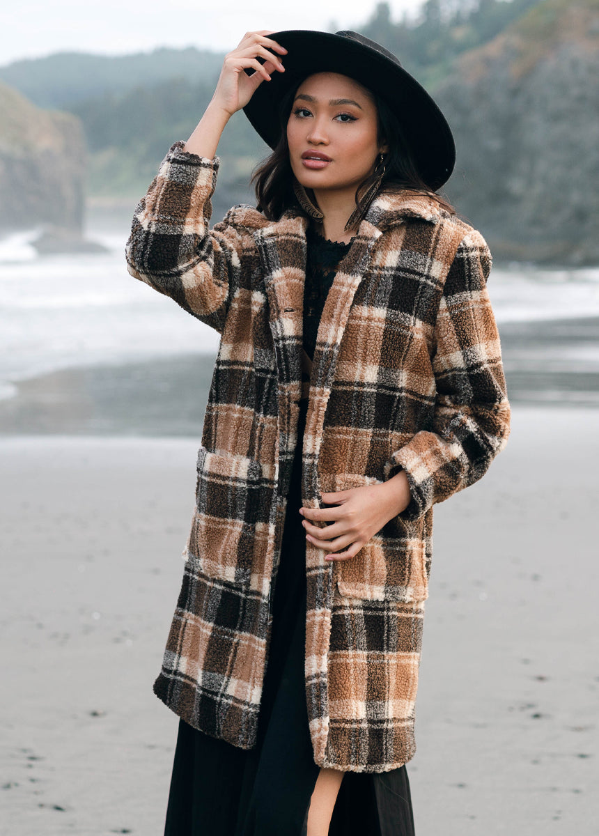 Gertie Coat in Brown Plaid