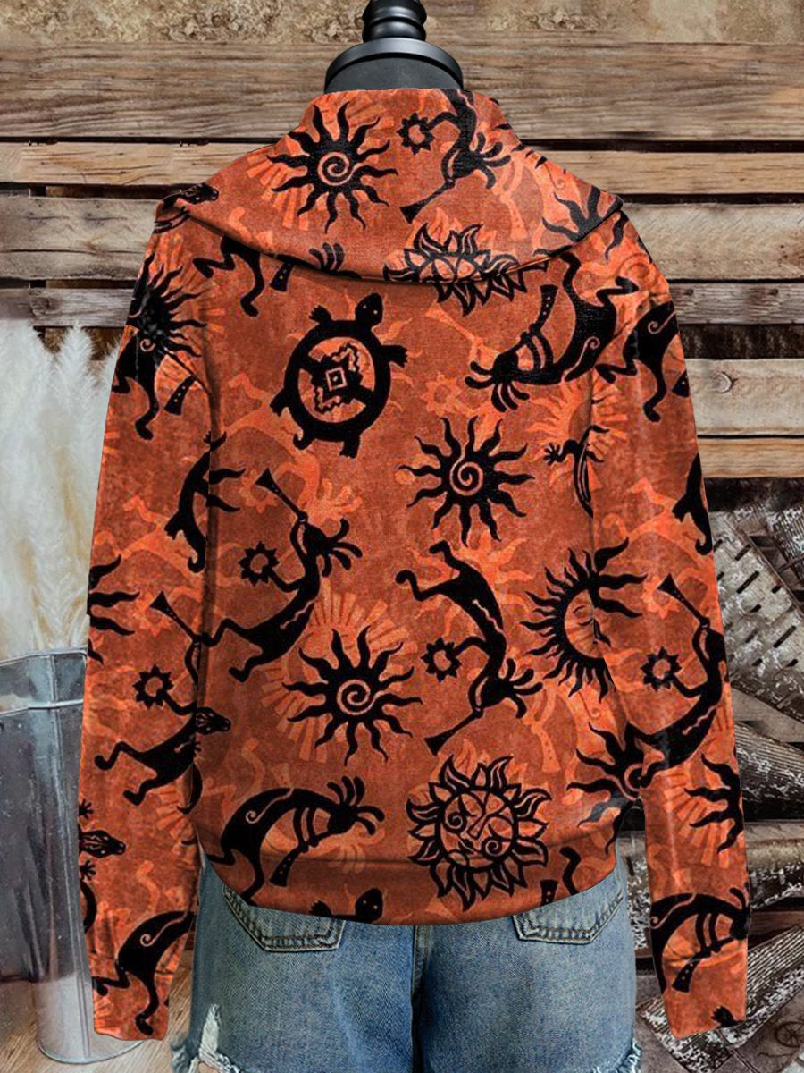 Vintage Western Southwest Sunrise Print Cozy Plush Sweatshirt