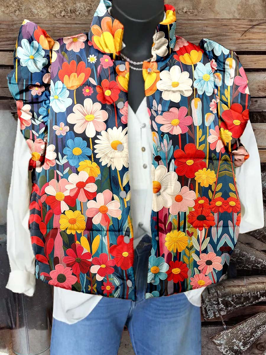 Women's Flower Casual Quilted Cardigan