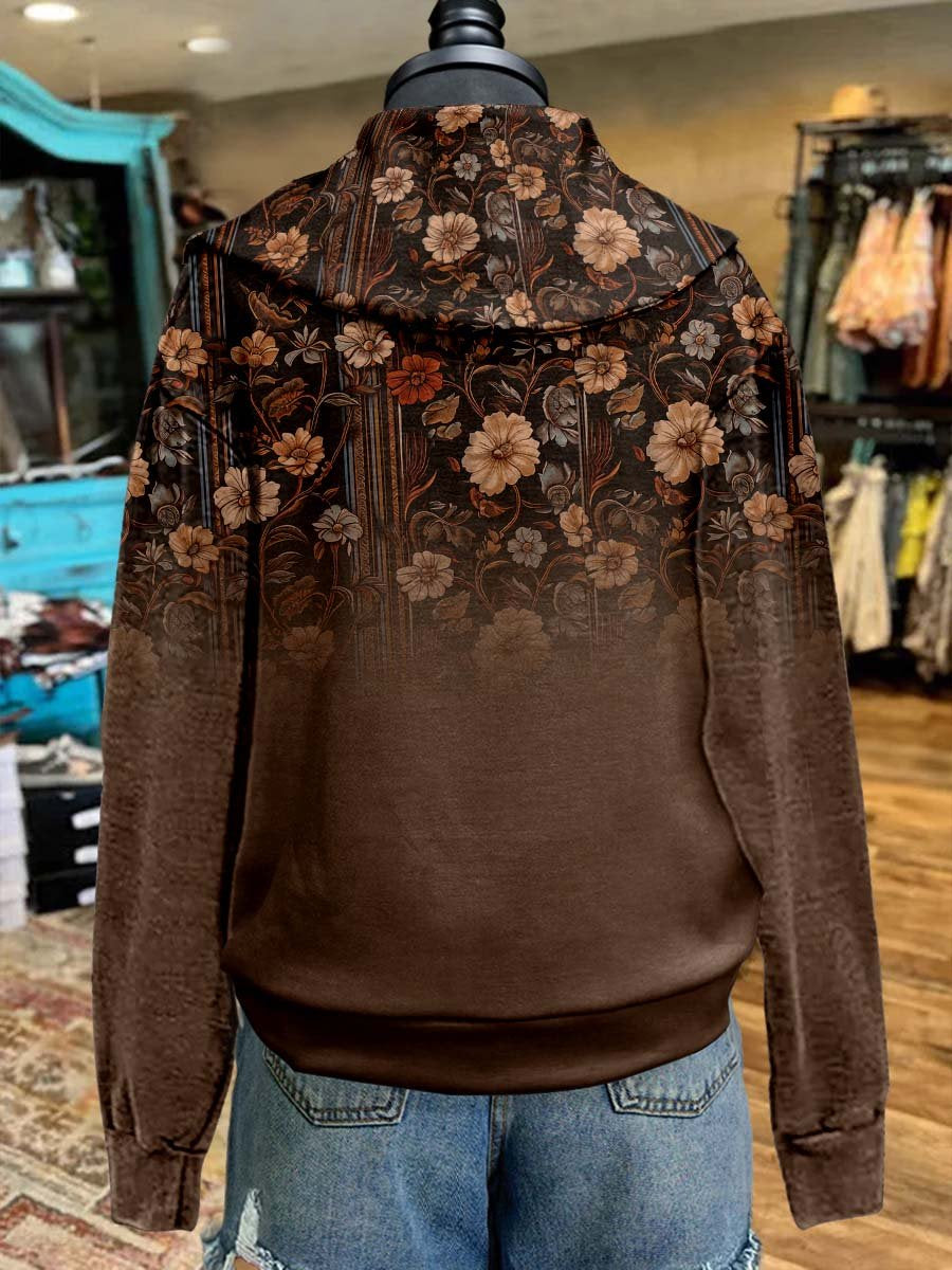 Brown Print Cozy Plush Sweatshirt