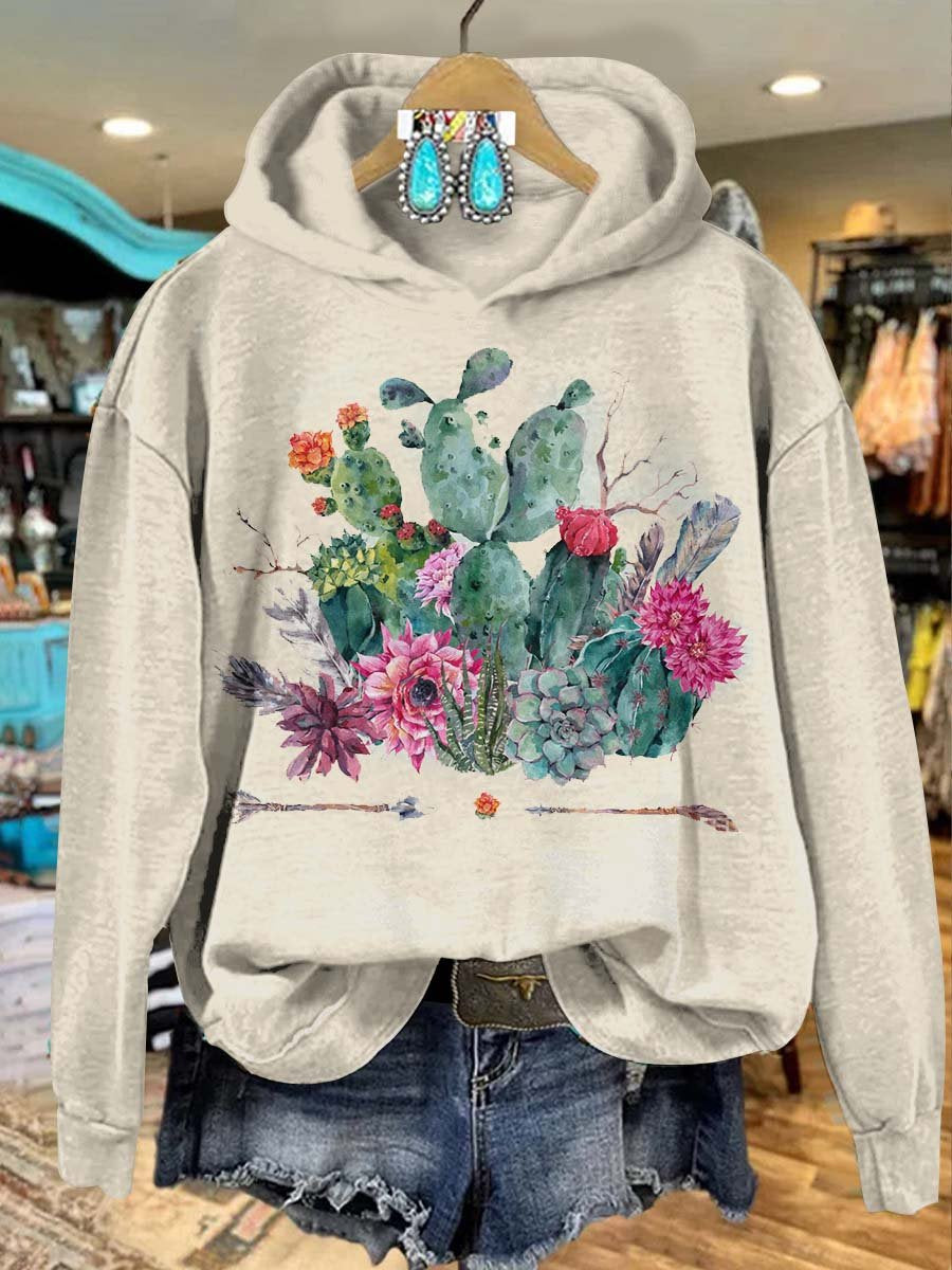 Cactus Print Casual Sweatshirt