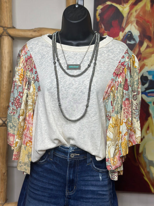 The Bring On Fall Floral Sleeve Top