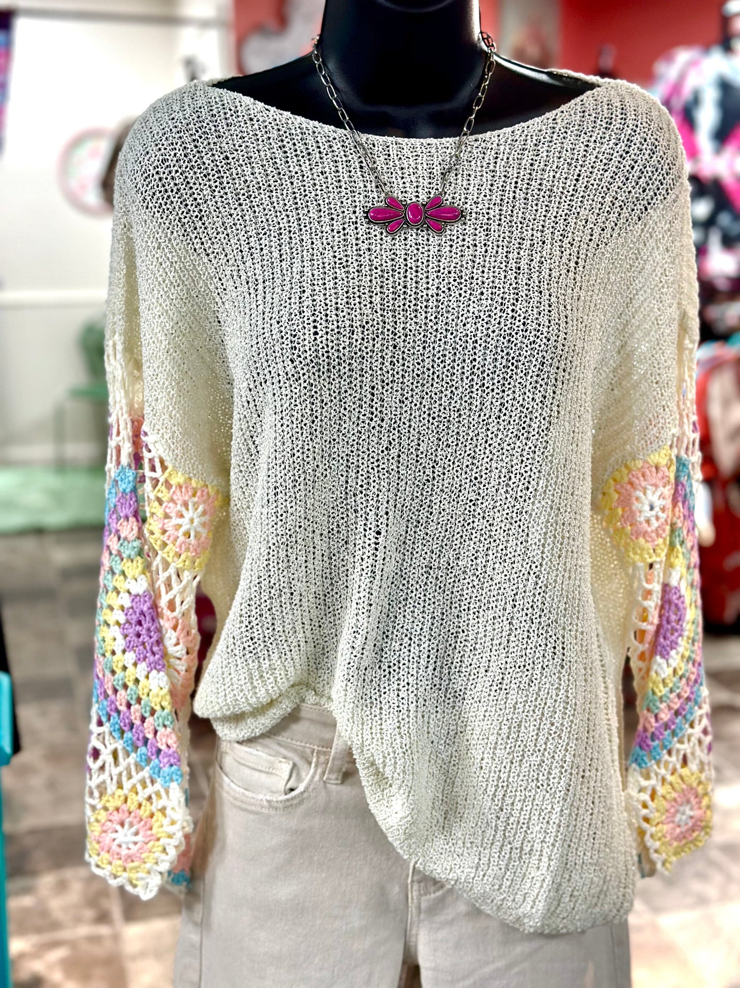 The El Sonora Granny Crochet Sleeve Top