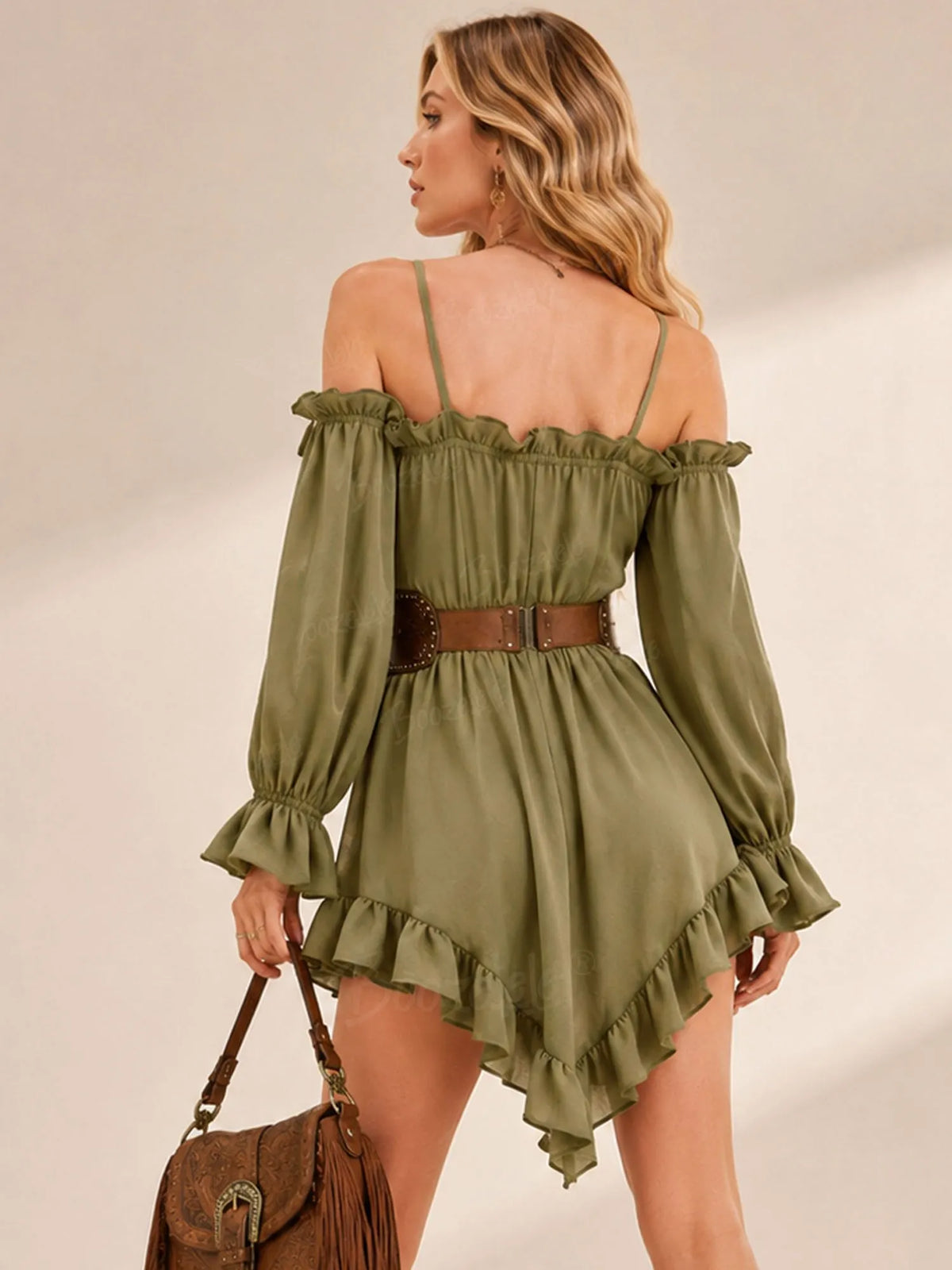 Modern Cowgirl Series — 2026 S/S Women’s Elegant Off-Shoulder Flared Mini Dress