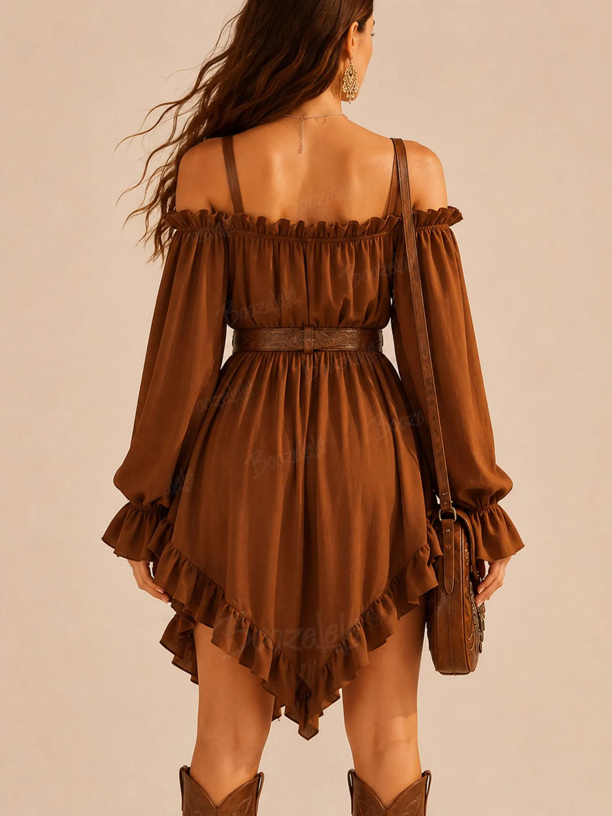 Modern Cowgirl Series — 2026 S/S Women’s Elegant Off-Shoulder Flared Mini Dress