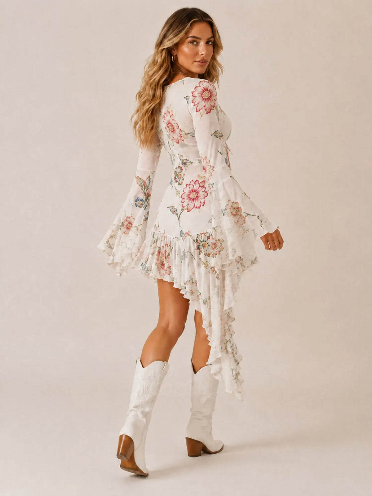 Perfect for Coachella Music Festival — 2026 Spring Summer Women's Vintage Floral Asymmetrical Boho Chic Mini Dress